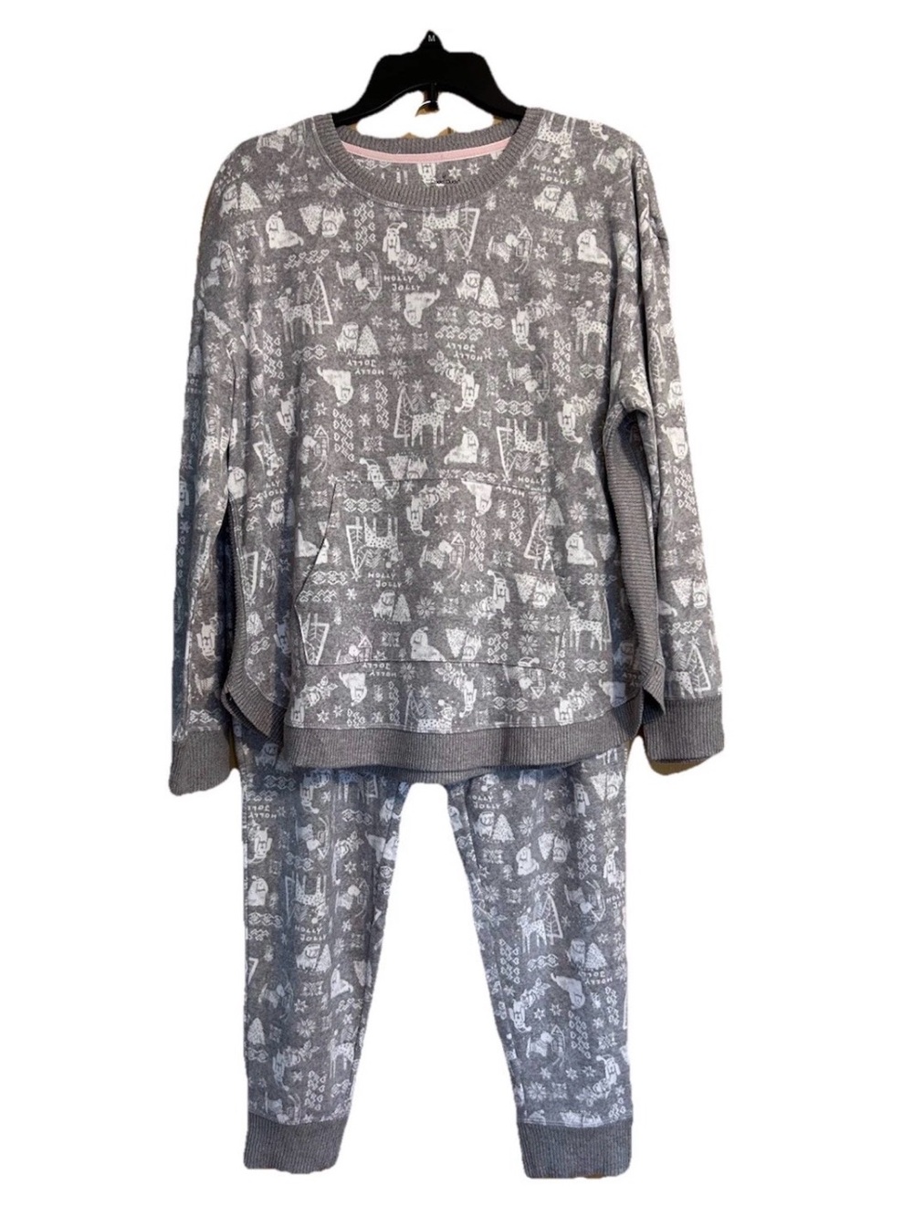 Cuddl Duds Gray womens Pajamas Long Sleeve gray dogs Large NWOT